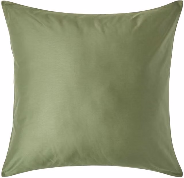 Homescapes Organic GOTS Combed Cotton Pillowcase, Green, 80 x 80 cm