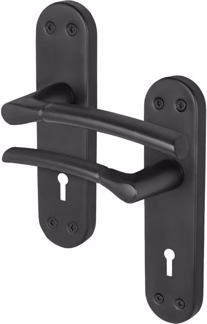 AFIT Matt Black Privacy Door Handles with Backplate, Internal, 1 Pair, 150 x 150 mm