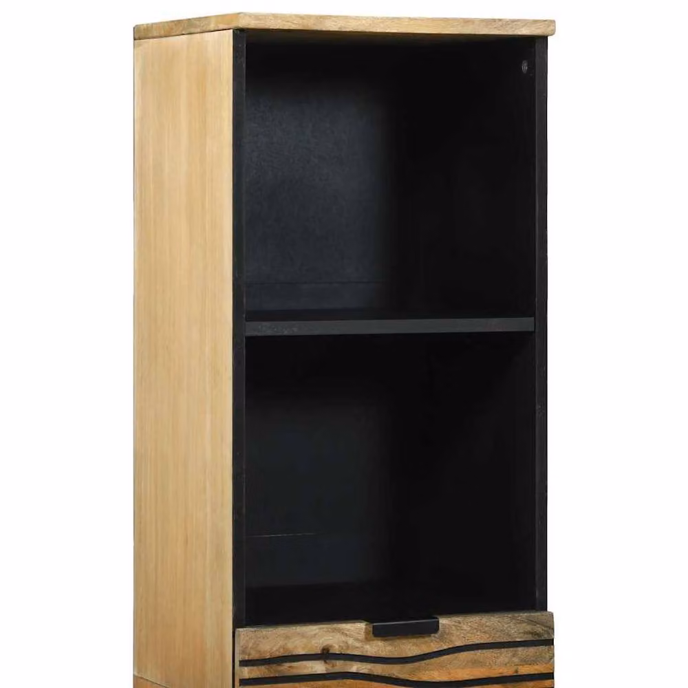 Berkfield Home Modern Bathroom Cabinet in Beige Solid Mango Wood, W/D/H: 38 x 33.5 x 160 cm – 4