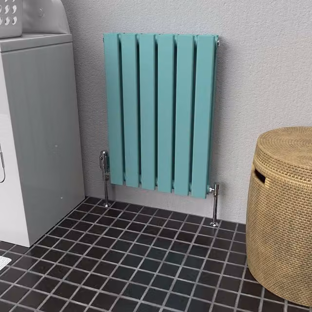 Lux Heat Flat Horizontal Double Radiator in Light Aqua Green, W: 60.0 cm, H: 42.0 cm