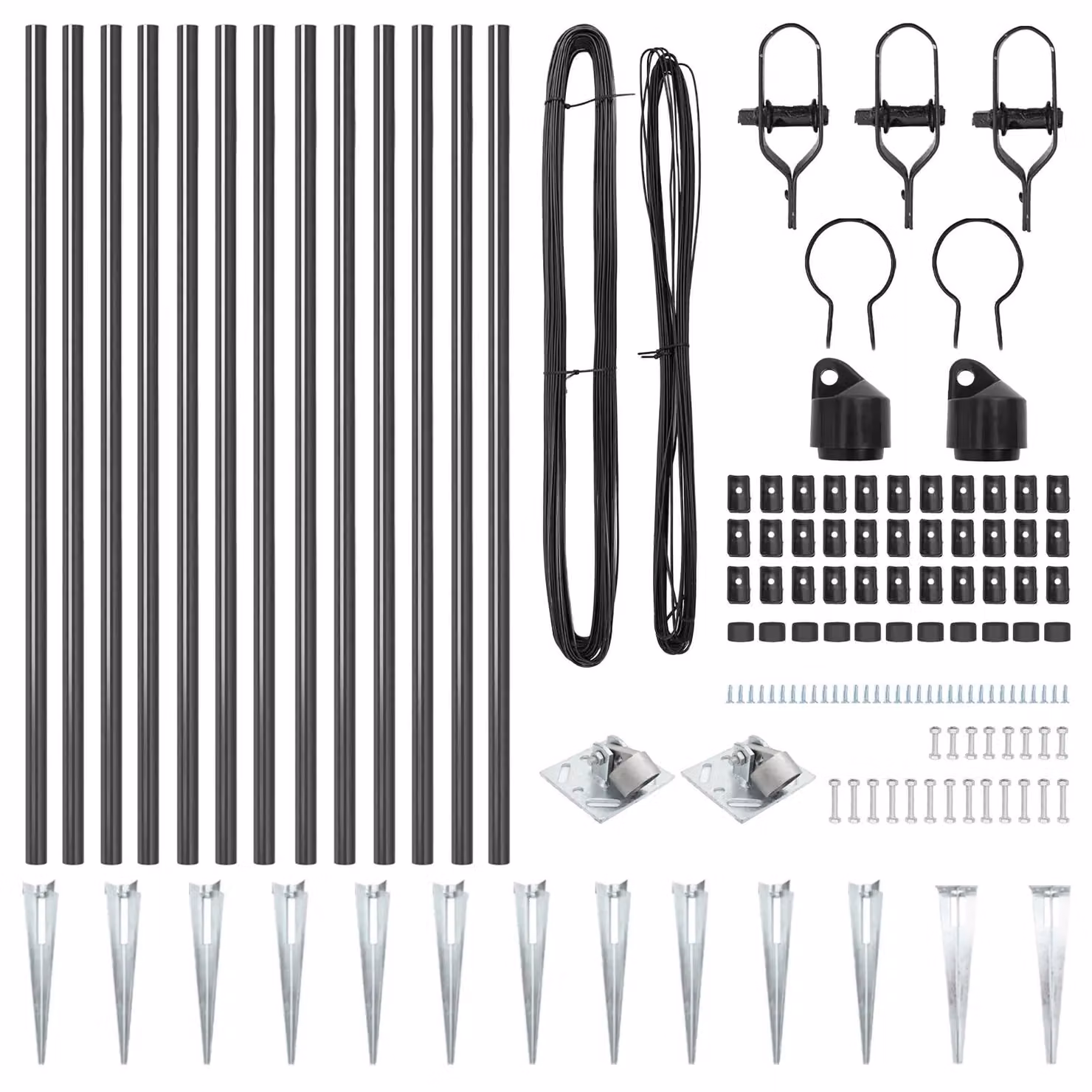 Berkfield Home Set of 13 Round Grey Galvanised Steel In-Ground Fence Posts – 3