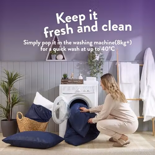 Slumberdown Coverless Herringbone 2-in-1 Reversible Single Duvet and Matching Pillowcase, 9 Tog, Blue, W: 135 cm, L: 200 cm – 7