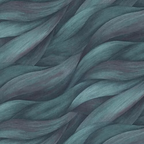 Erismann Casual Chic Abstract Botanical Waves Non-Woven Wallpaper in Petrol Purple