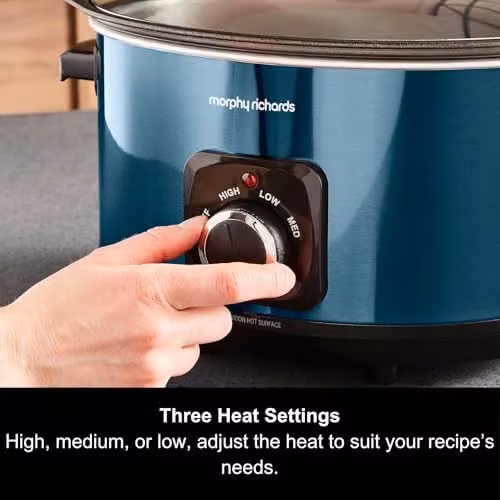 Morphy Richards Accents 6.5L Sear and Stew Slow Cooker with Non Stick Aluminium Pot and Glass Lid, Blue – 3