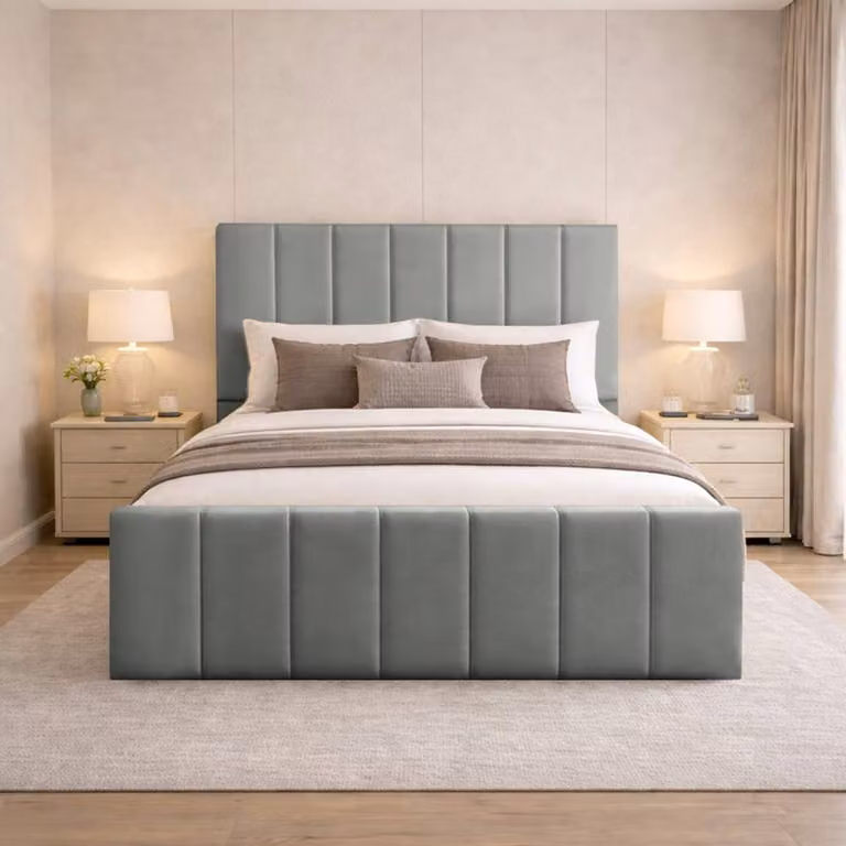 Desire Deco Eleanor Luxury Upholstered Storage Bed Frame with Lift Up Base, Grey, W/D/H: 90 x 190 cm