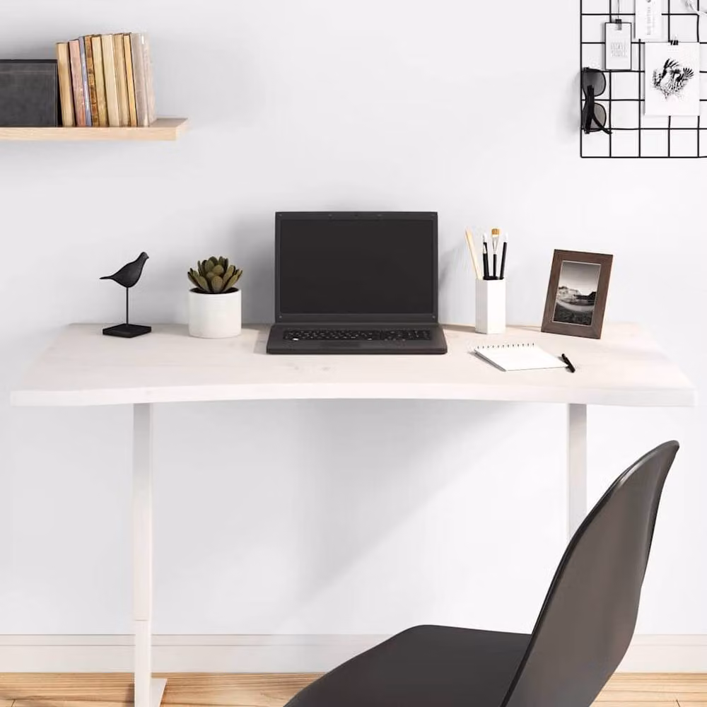Berkfield Home Beautiful White Solid Wood Pine Desk Top, W: 100 cm, D: 50 cm, H: 2.5 cm – 1
