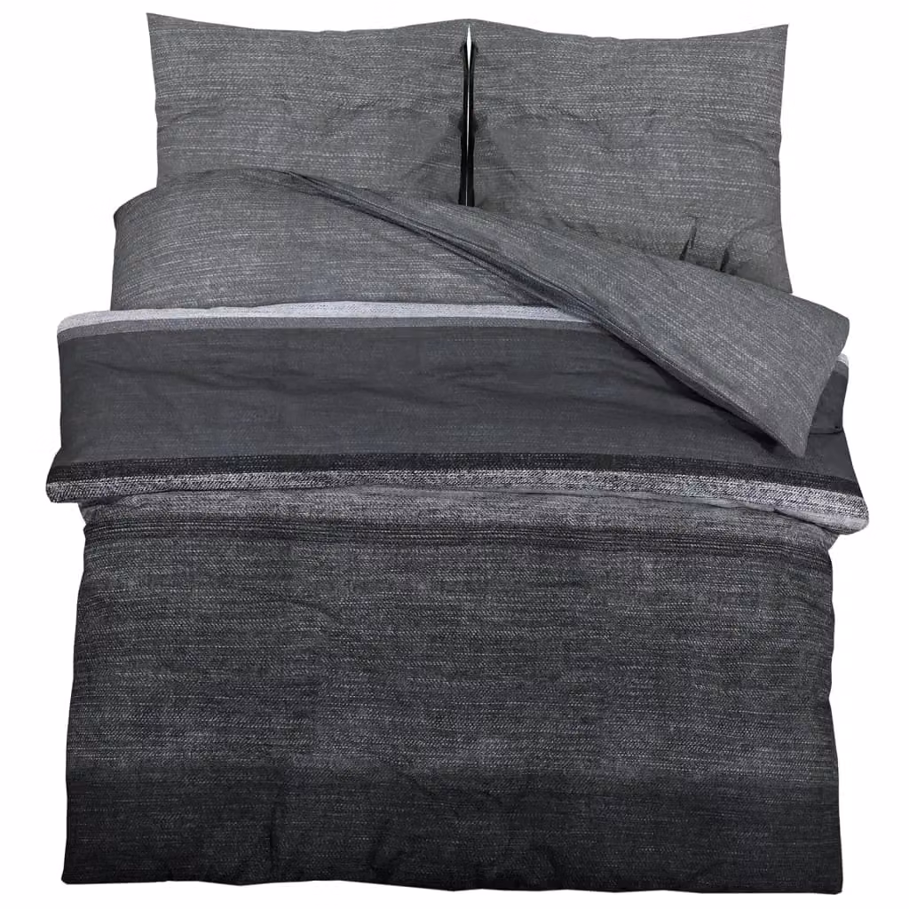 Berkfield Home Grey Cotton Duvet Cover and Pillowcase Set – 2