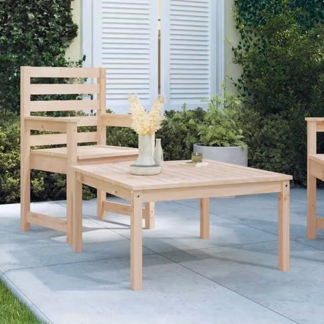 Berkfield Home Rustic Solid Wood Pine Garden Table, Brown, W/D/H: 82.5 x 82.5 x 45 cm