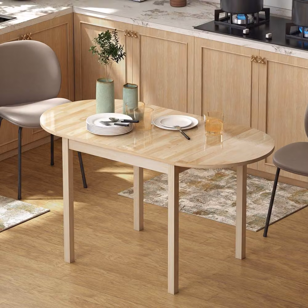 STILVORA Modern Drop-Leaf Dining Table in Light Oak Wood Finish – 2