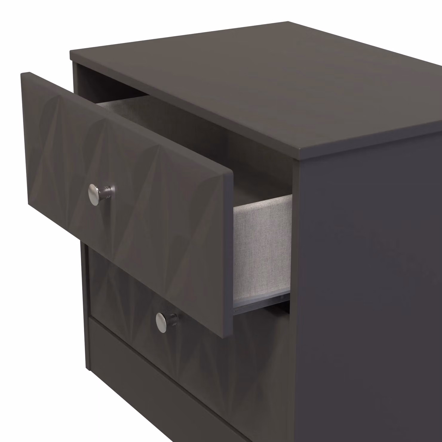 Ready Assembled 2 U Memphis 2 Drawer Side Table in Dark Grey – 3