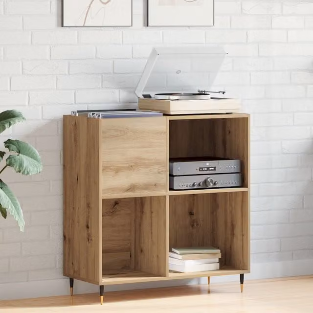 Berkfield Home Vintage Record Cabinet in Brown, W/D/H: 84.5 x 38 x 89 cm – 1