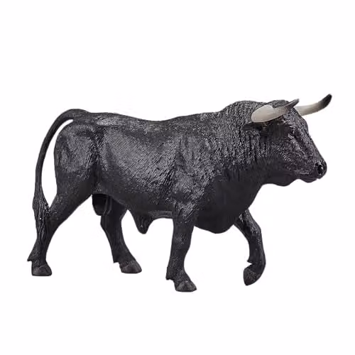 MOJO Spanish Bull Farm Animal Model Toy Figure, Black and Multicolour