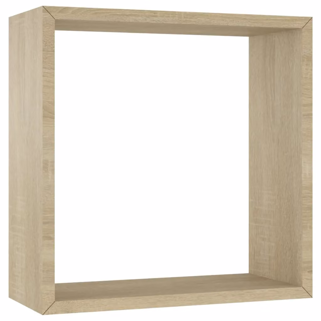 Berkfield Home Wall Mounted Cube Shelves, 3 Piece Set in Sonoma Oak Brown – 2