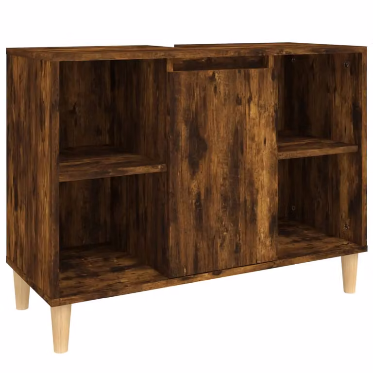 Berkfield Home Smoked Oak Sink Cabinet in Brown, W/D/H: 80 x 33 x 60 cm