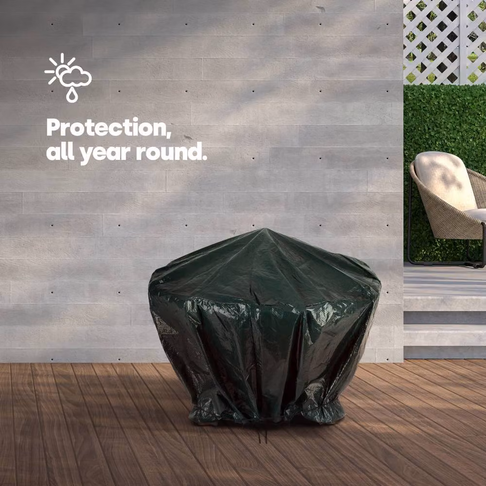 LIVIVO Waterproof Round Fire Pit Cover in Green, Ø84 x 50 cm – 2