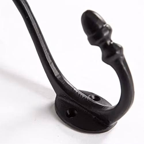 Hammer and Tongs Antique Deco Iron Hat and Coat Hook in Matt Black, Pack of 10, H: 135 mm, W: 30 mm – 3