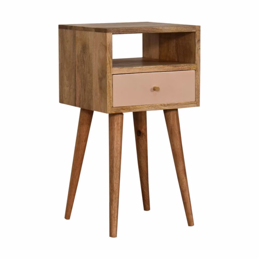 Direct Wicker Hand Painted Mango Wood Bedside Cabinet in Brown with 1 Drawer and Open Shelf – 2