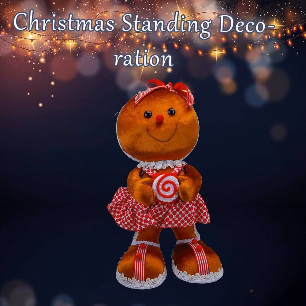 VFM e-Store Christmas Gingerbread Woman Decoration in Red and Brown, H 46 cm x W 24 cm – 3