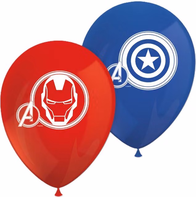 Pack of 8 Red Marvel Avengers Mighty Round Latex Balloons for Childrens Birthday Parties