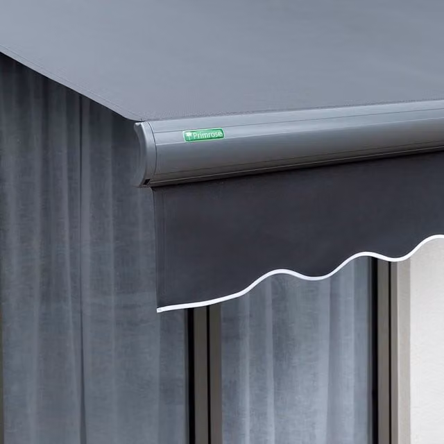 Primrose Electric Full Cassette Patio Awning with 2m Canopy in Grey