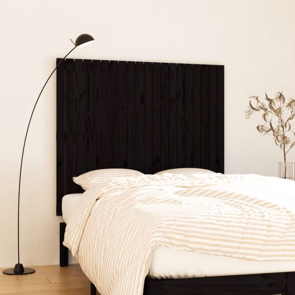 Berkfield Home Black Rustic Solid Pine Wall Mount Headboard W: 127.5 cm, D: 3 cm, H: 110 cm – 2