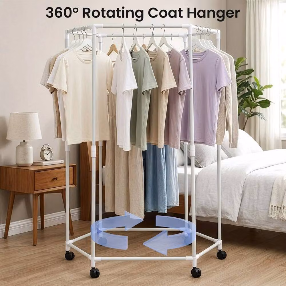 Kelvenix White Heavy-Duty Metal Hexagonal Clothes Rail – 3