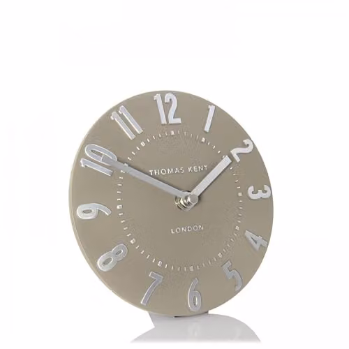 Thomas Kent Mocha Mulberry Mantel Clock with Quartz Movement and Silver Embossed Numerals, W/D/H: 15 x 15 x 5 cm