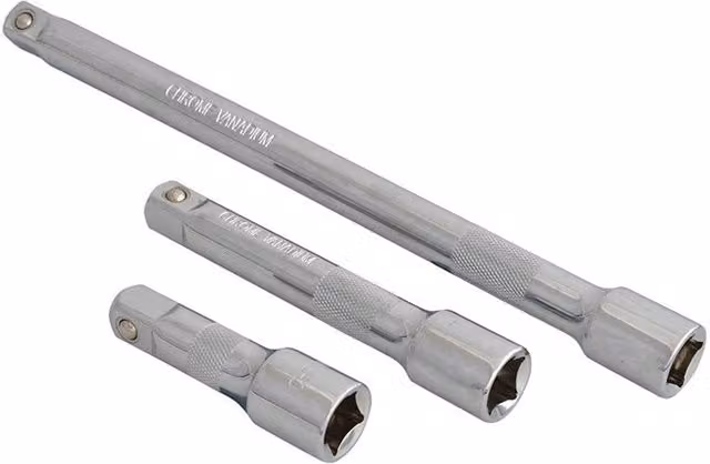 Bluespot Tools 1/2 inch Square Drive Chrome Vanadium Extension Bar Set, 3 Piece, Silver and Multicolour
