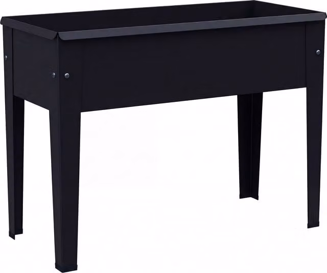 Outsunny Black Metal Raised Garden Bed with Drainage Hole and Foot Covers – 1
