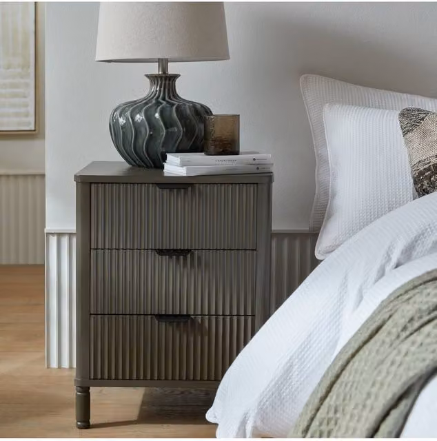 KDMD Reed Collection 3 Drawer Bedside Table in Brown – 1