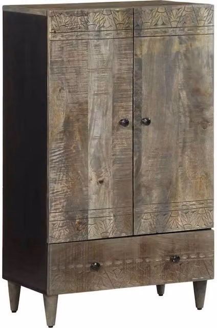 Berkfield Home Mango Wood Highboard in Black, W/D/H: 60 x 33 x 110 cm