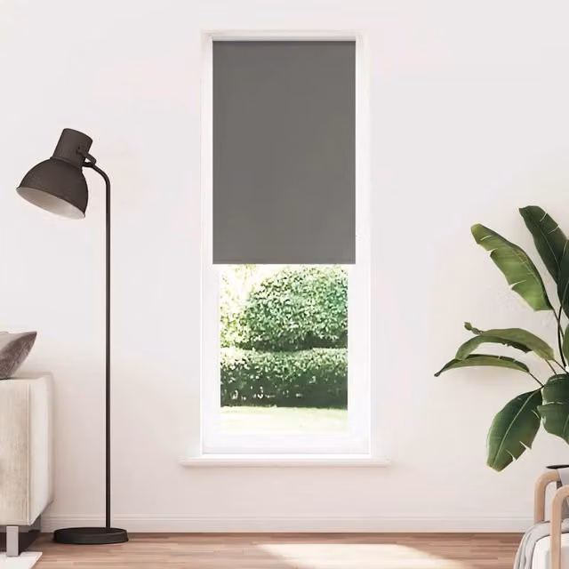 Berkfield Home Grey Blackout Roller Blind, Thermal Insulating Polyester, W: 85 cm, H: 230 cm