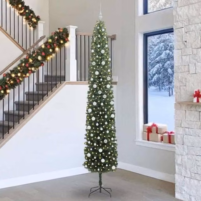 Berkfield Home Artificial Green Christmas Tree with 300 Warm White LEDs and Stand, Height: 300 cm