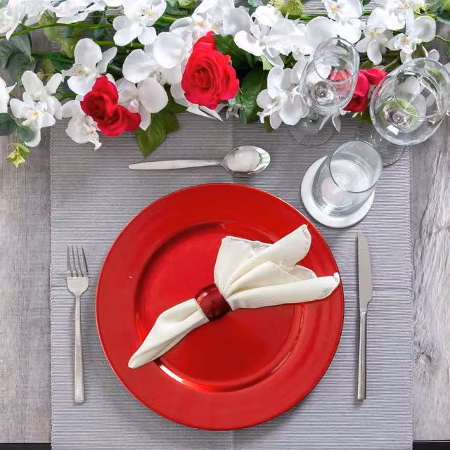 Argon Tableware Red Metallic Melamine Charger Plates