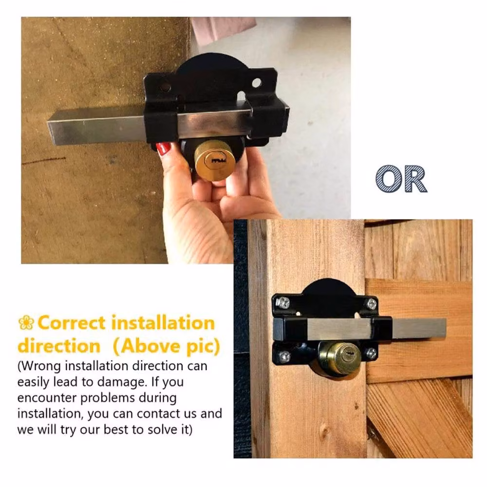 Kelvenix Black Stainless Steel Long Throw Security Garden Shed Gate Lock – 5