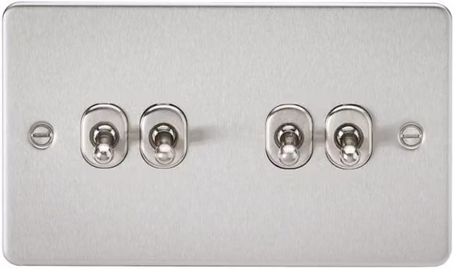 Knightsbridge FP4TOGBC Two-Way Toggle Switch with Flat Plate in Brushed Chrome