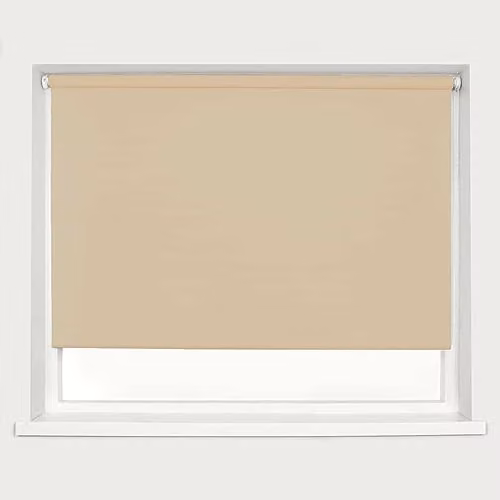Caecus Blackout Roller Blind, Beige, W: 90 cm, H: 210 cm