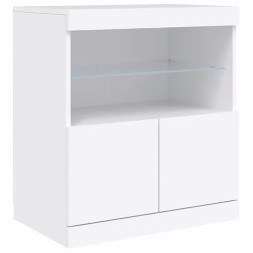 vidaXL Modern White MDF Sideboard with Integrated LED Lights, W/D/H: 60 x 37 x 67 cm – 1