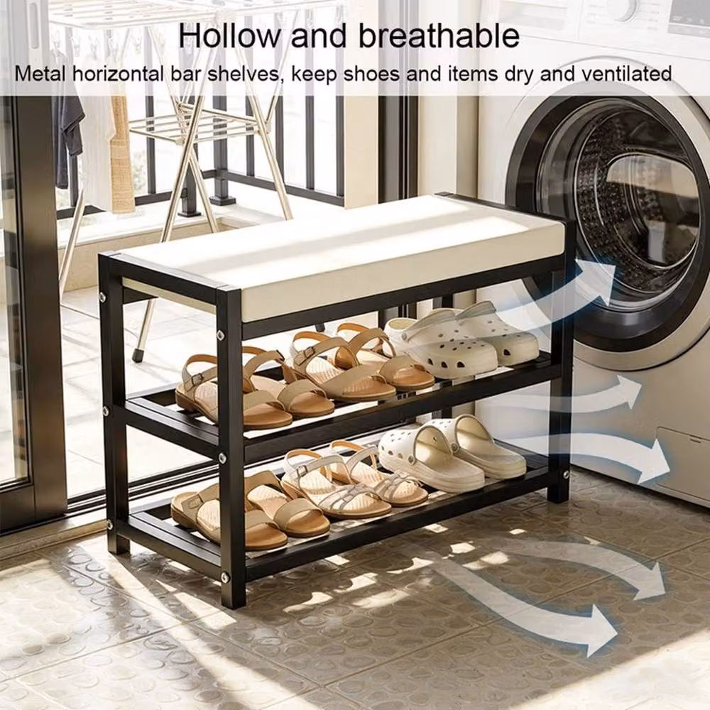 KORVIXA Modern Shoe Storage Rack Organiser in White and Multicolour, W/D/H: 100 x 100 x 100 cm – 4