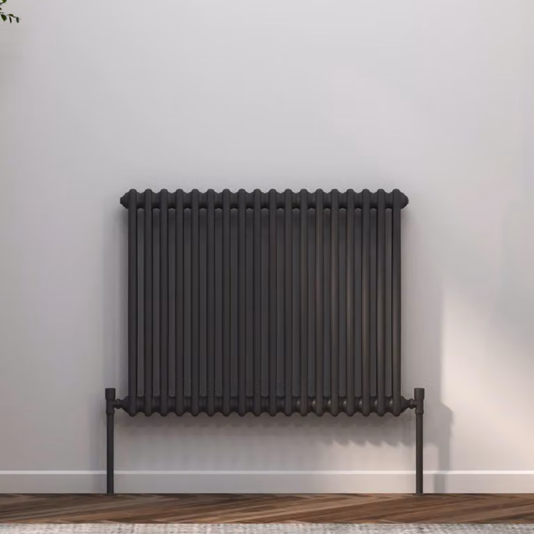 Fluxx Anthracite Horizontal Double Column Wall Mounted Radiator W: 83 cm, H: 60 cm