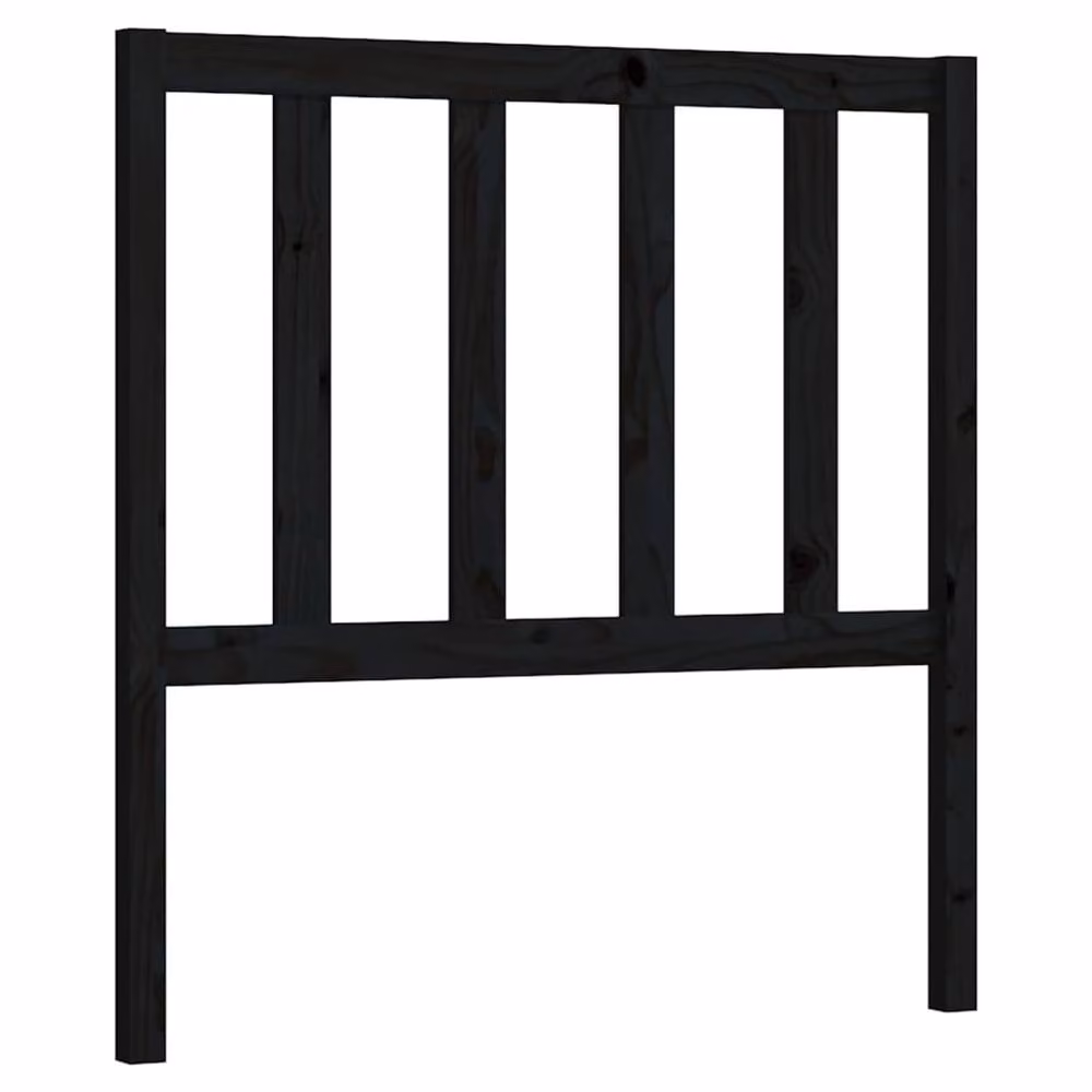 Berkfield Home Beautiful Black Solid Pine Wood Bed Headboard W/D/H: 106 x 4 x 100 cm – 2