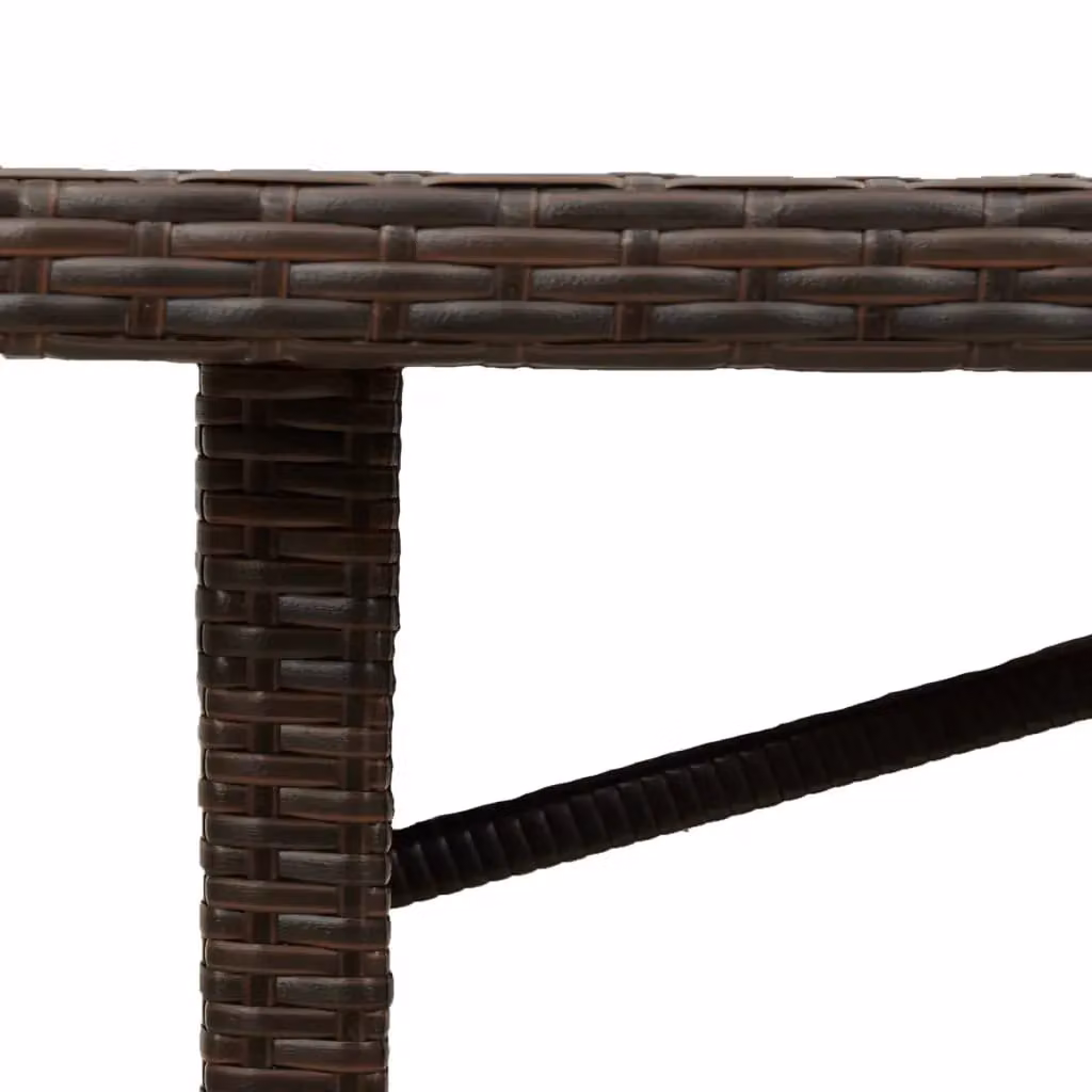 Berkfield Home Modern Brown Poly Rattan Garden Table with Glass Top, W/D/H: 190 x 80 x 75 cm – 5