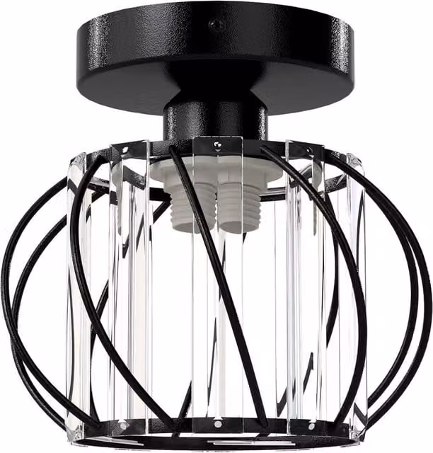 Emitto Modern Crystal Semi Flush Mount Ceiling Light in Black and Transparent