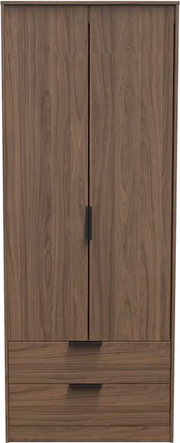 Ready Assembled Fuji 2 Door 2 Drawer Wardrobe in Walnut Brown – 1