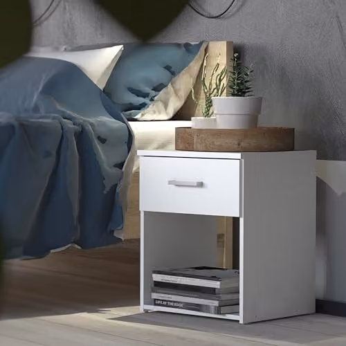 Furniture To Go Space 1-Drawer Bedside Table in White – 2
