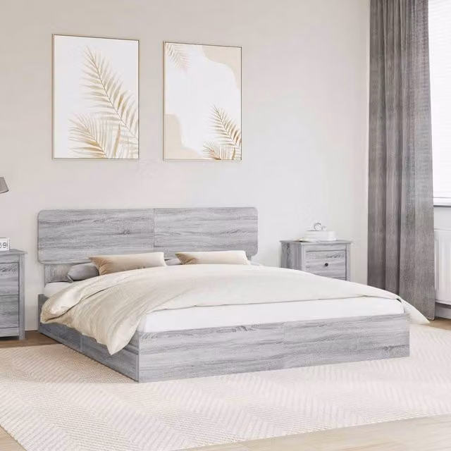 Berkfield Home Grey Sonoma Storage Bed with Drawers, W/D/H: 180 x 200 cm, Engineered Wood