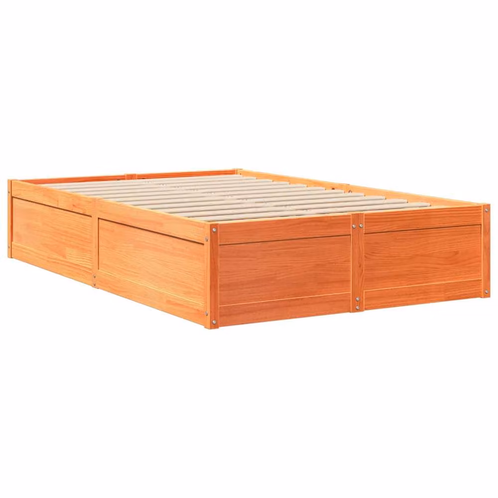 Berkfield Home Solid Wood Pine Double Bed Frame in Wax Brown, W: 135 cm, L: 190 cm – 3