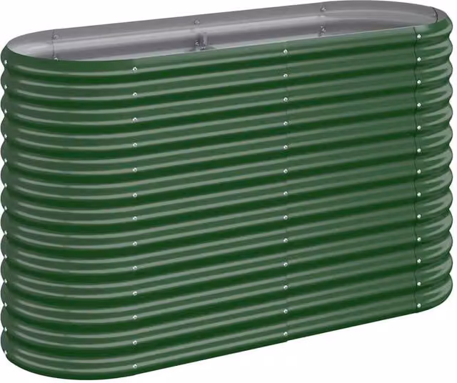 Berkfield Home Garden Green Powder-coated Steel Raised Bed W/D/H: 114 x 40 x 68 cm