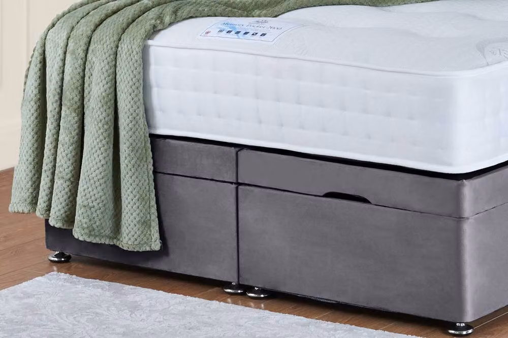UK Bed Furniture Victoria End Lift Divan Ottoman Bed with 54 Inch Headboard in Grey Fabric, W/D: 120 x 200 cm – 3