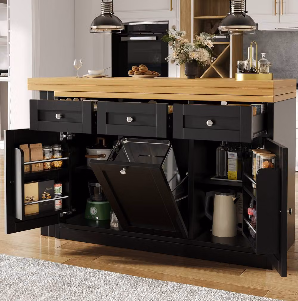 STILVORA Extendable Black Bar Table with Rotating Top and Storage, Height: 72 cm – 3